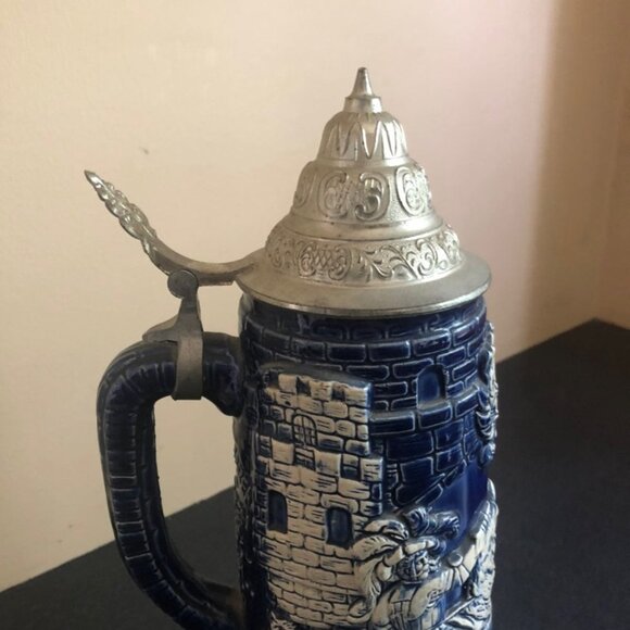Western Germany Blue Painted Beer Stein RARE vintage - Picture 8 of 10